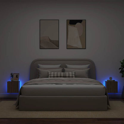 Mobili TV a Parete con Luci LED 2pz
