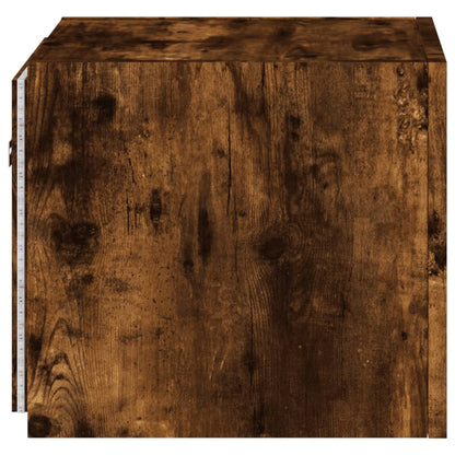 Mobile TV a Parete con Luci LED Rovere Fumo 30,5x35x30 cm - homemem39