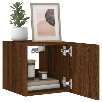 Mobile TV a Parete con Luci LED Rovere Marrone 30,5x35x30 cm - homemem39