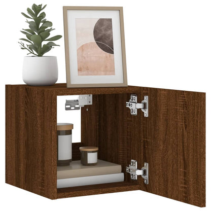 Mobili TV a Parete con Luci LED 2pz Rovere Marrone 30,5x35x30cm - homemem39