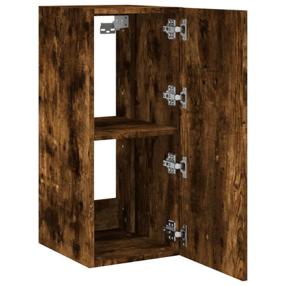 Mobile TV a Parete con Luci LED Rovere Fumo 30,5x35x70 cm - homemem39