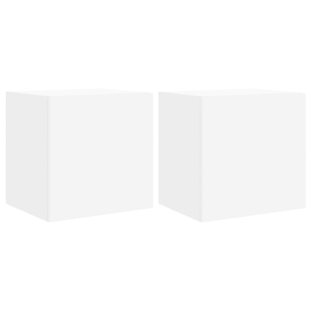 Mobili TV a Parete con Luci LED 2pz Bianchi 40,5x35x40 cm - homemem39