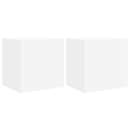 Mobili TV a Parete con Luci LED 2pz Bianchi 40,5x35x40 cm - homemem39