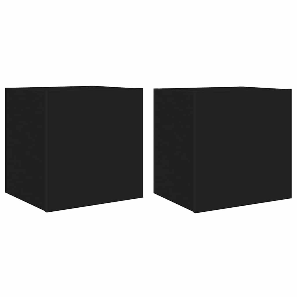 Mobili TV a Parete con Luci LED 2pz Neri