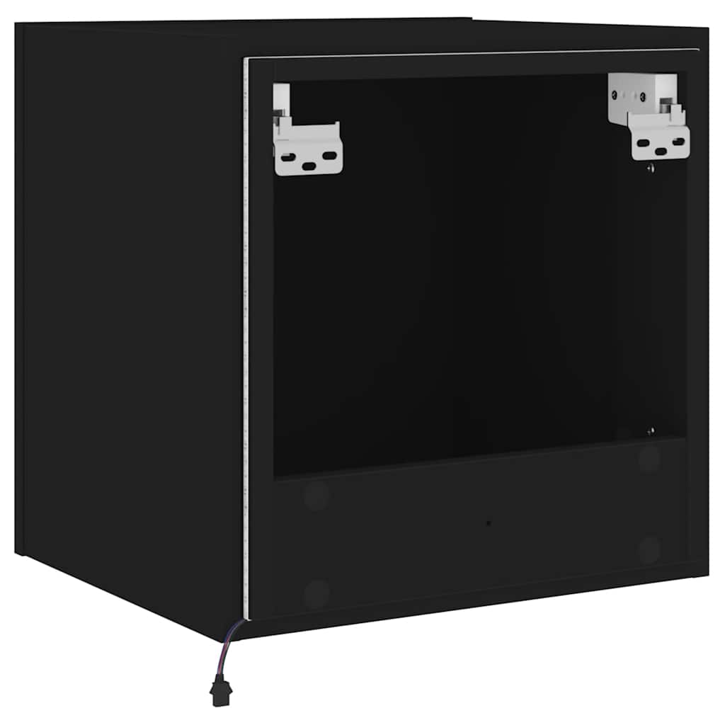 Mobili TV a Parete con Luci LED 2pz Neri