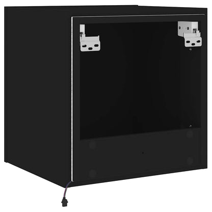 Mobili TV a Parete con Luci LED 2pz Neri