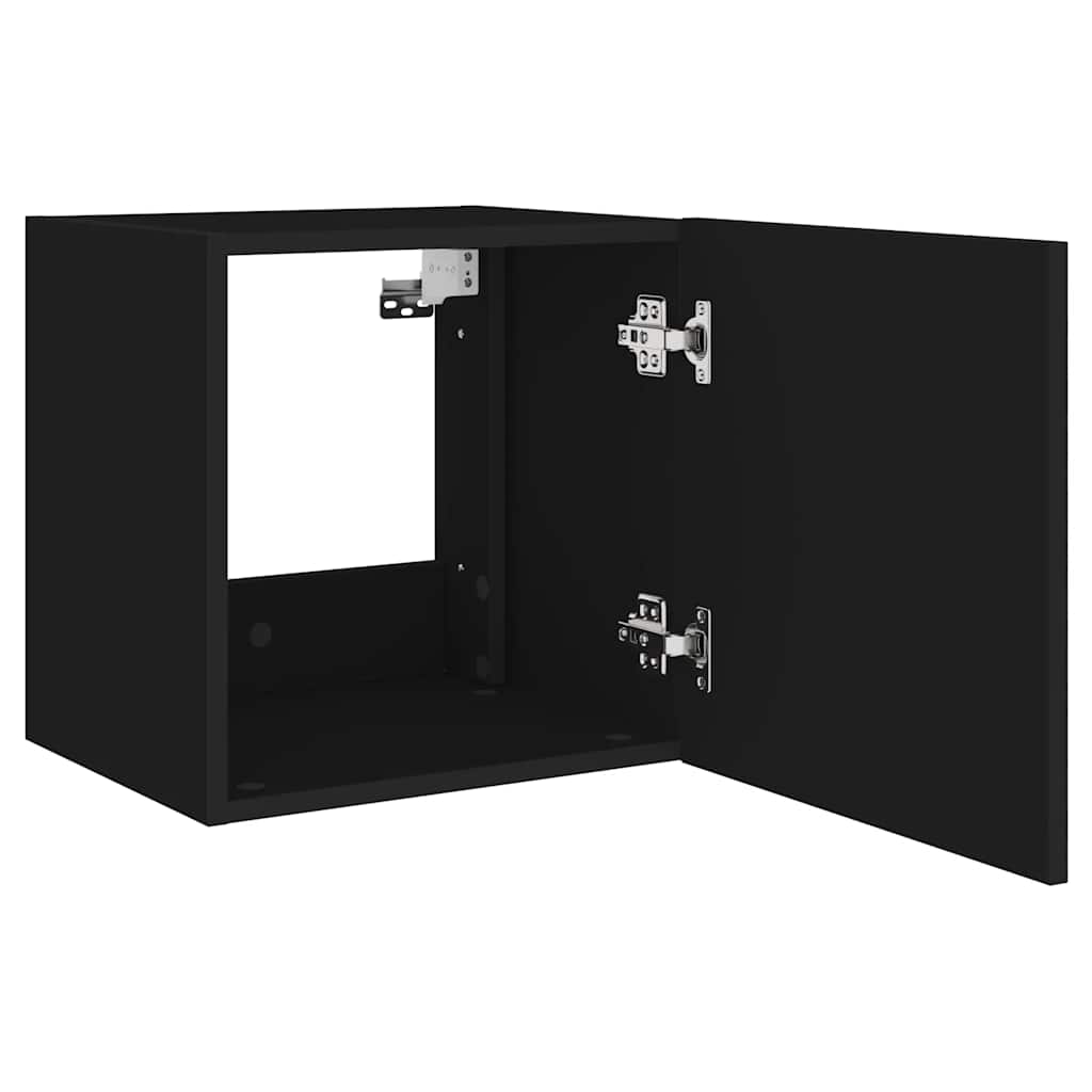 Mobili TV a Parete con Luci LED 2pz Neri