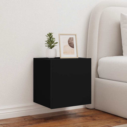 Mobili TV a Parete con Luci LED 2pz Neri