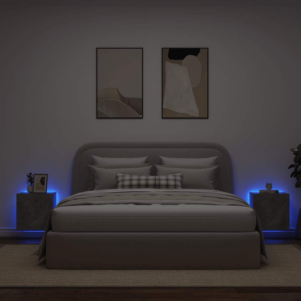 Mobili TV a Parete con Luci LED 2pz