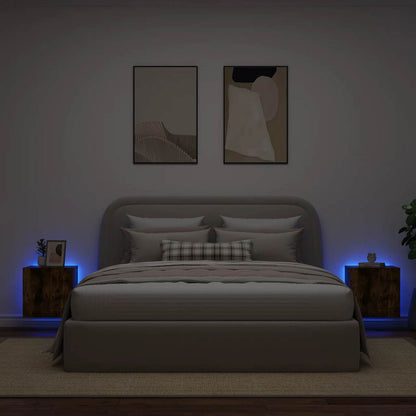 Mobili TV a Parete con Luci LED 2pz