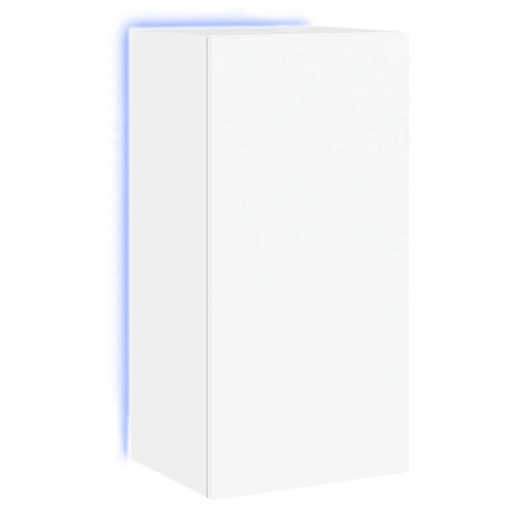 Mobile TV a Parete con Luci LED Bianco 40,5x35x80 cm - homemem39