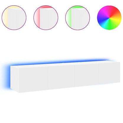Mobili TV a Parete con Luci LED 2pz Bianchi