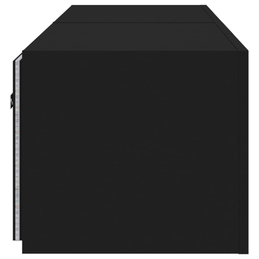 Mobili TV a Parete con Luci LED 2pz Neri 80x35x31 cm - homemem39