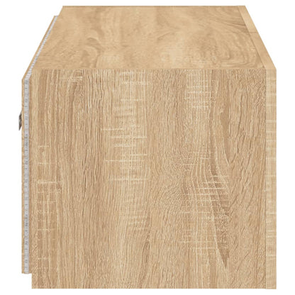 Mobile TV a Parete con Luci LED Rovere Sonoma 80x35x31 cm - homemem39