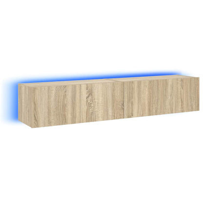 Mobili TV a Parete con Luci LED 2pz