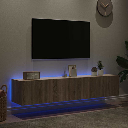 Mobili TV a Parete con Luci LED 2pz