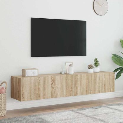Mobili TV a Parete con Luci LED 2pz
