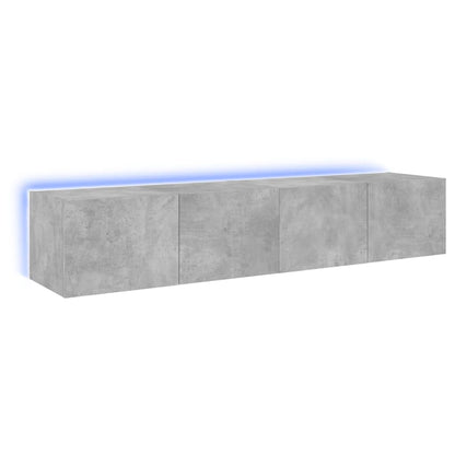 Mobili TV a Parete con Luci LED 2pz Grigio Cemento 80x35x31 cm - homemem39