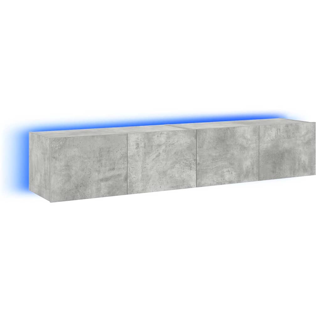 Mobili TV a Parete con Luci LED 2pz