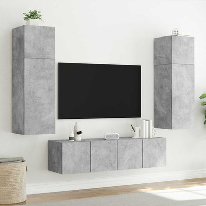 Mobili TV a Parete con Luci LED 2pz