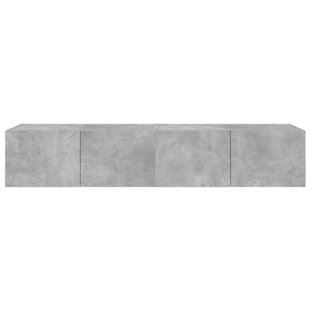 Mobili TV a Parete con Luci LED 2pz Grigio Cemento 80x35x31 cm - homemem39