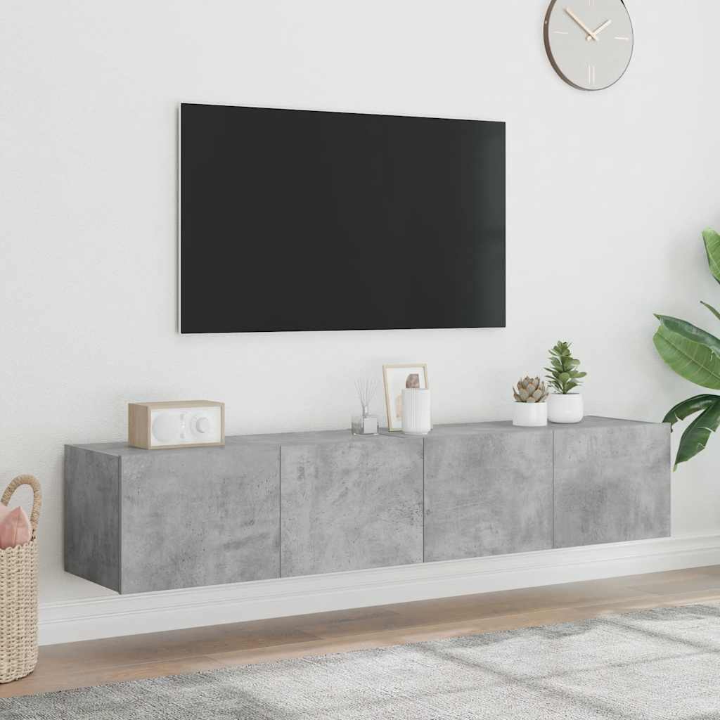 Mobili TV a Parete con Luci LED 2pz