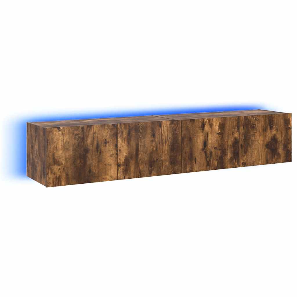 Mobili TV a Parete con Luci LED 2pz