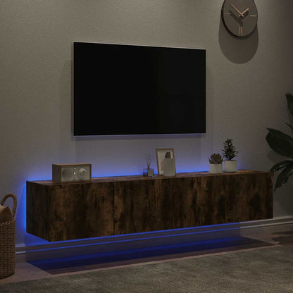 Mobili TV a Parete con Luci LED 2pz