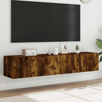 Mobili TV a Parete con Luci LED 2pz