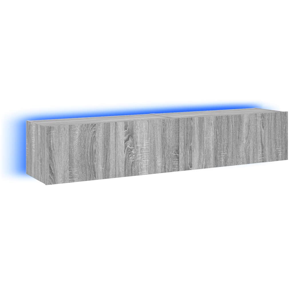 Mobili TV a Parete con Luci LED 2pz