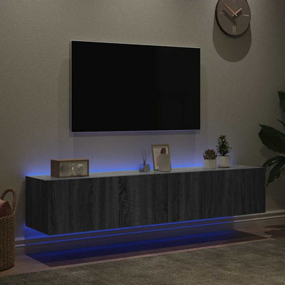 Mobili TV a Parete con Luci LED 2pz