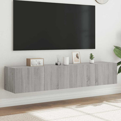 Mobili TV a Parete con Luci LED 2pz