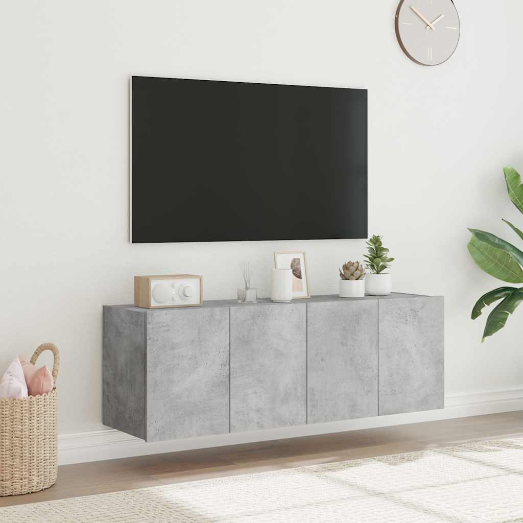 Mobili TV a Parete con Luci LED 2pz