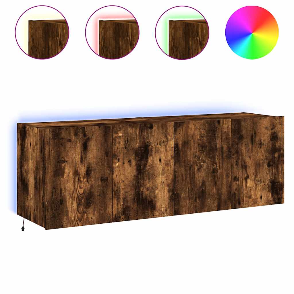 Mobili TV a Parete con Luci LED 2pz