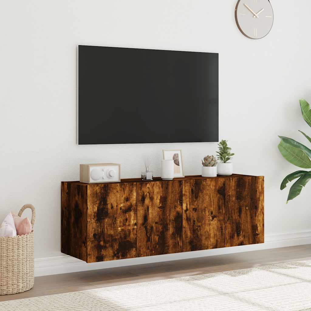 Mobili TV a Parete con Luci LED 2pz