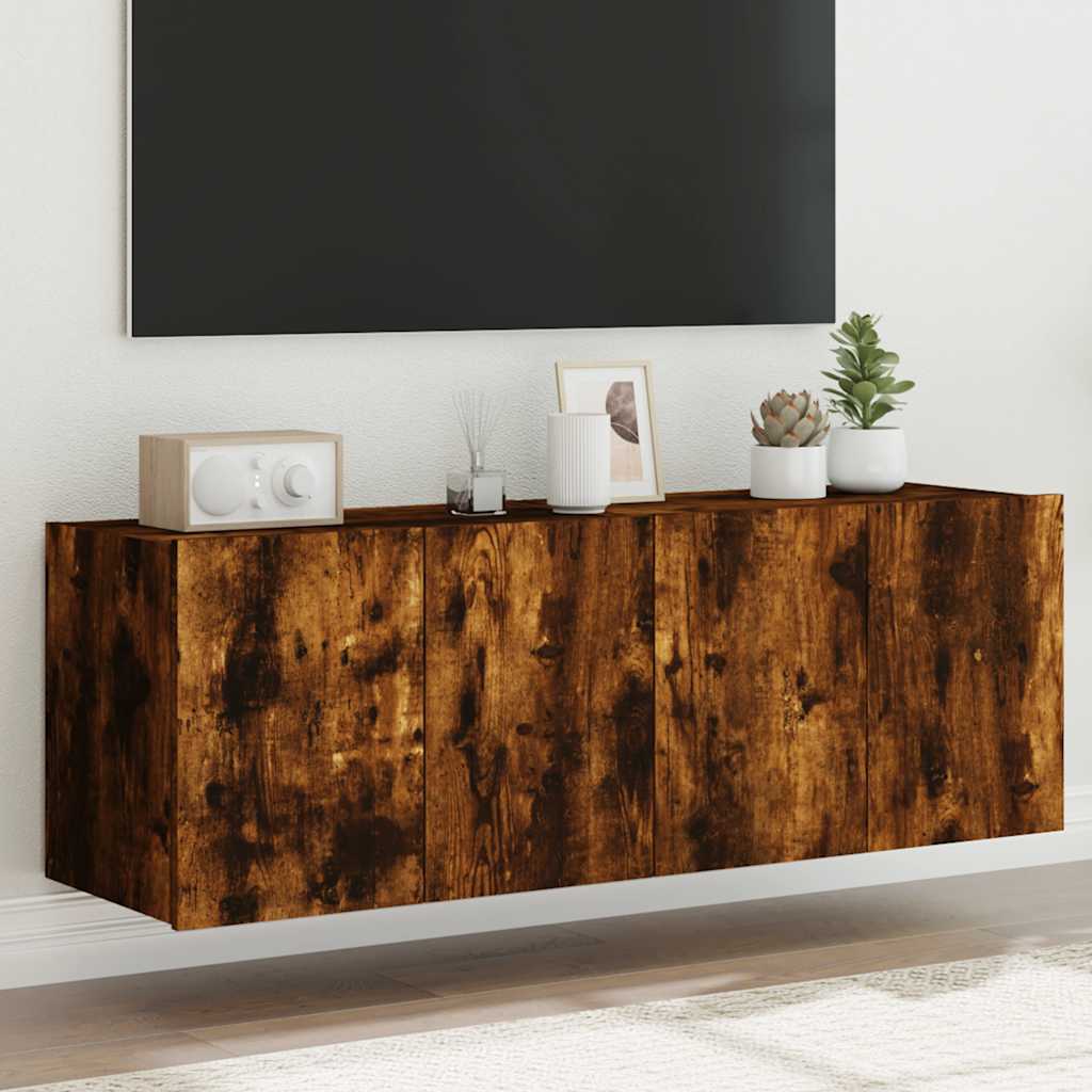 Mobili TV a Parete con Luci LED 2pz