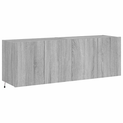Mobili TV a Parete con Luci LED 2pz