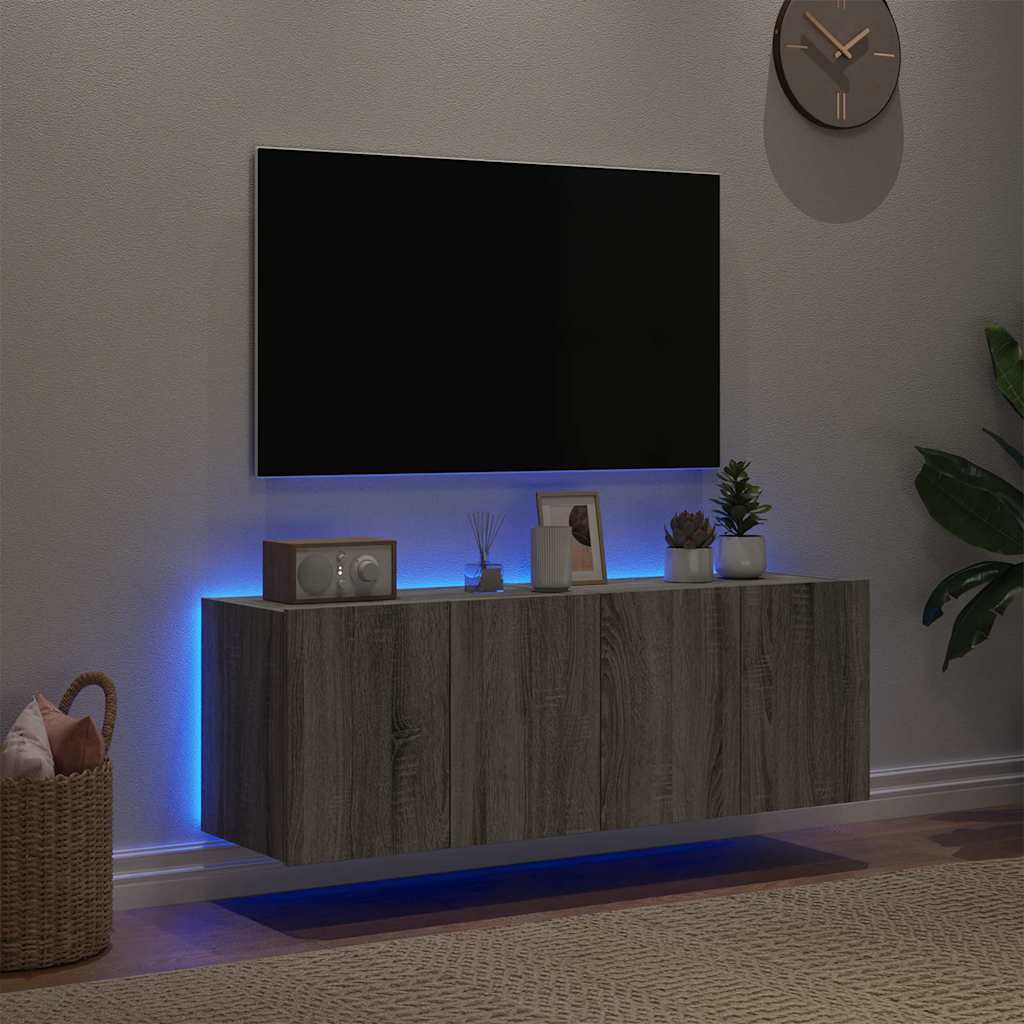 Mobili TV a Parete con Luci LED 2pz