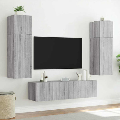 Mobili TV a Parete con Luci LED 2pz