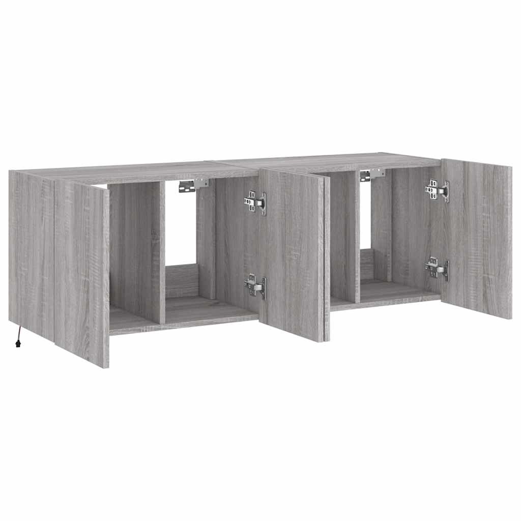 Mobili TV a Parete con Luci LED 2pz