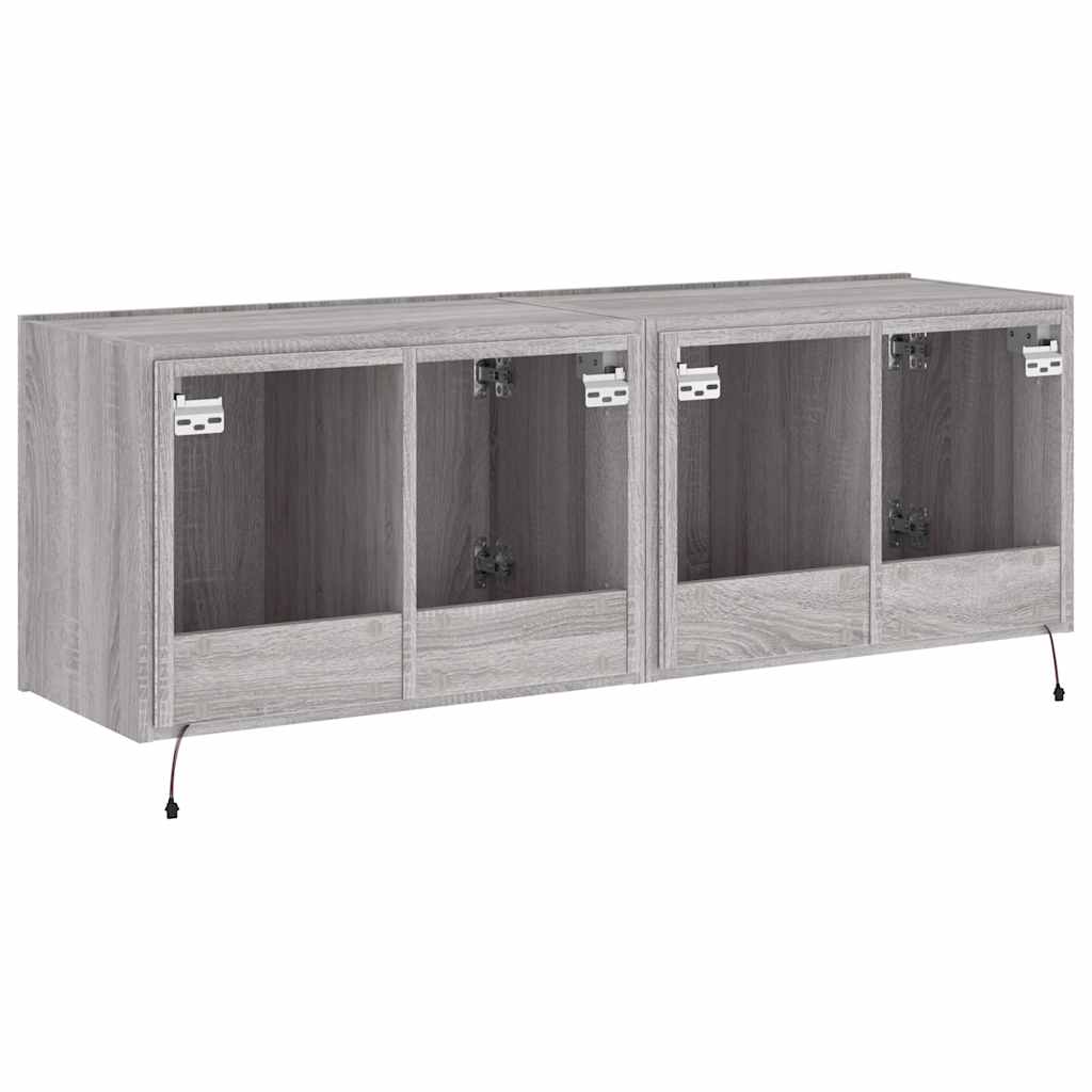 Mobili TV a Parete con Luci LED 2pz