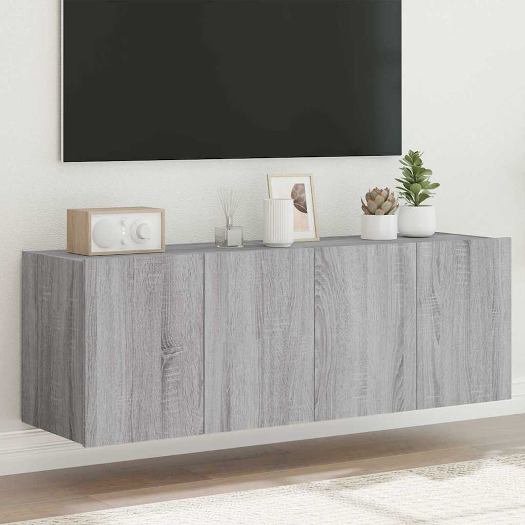 Mobili TV a Parete con Luci LED 2pz