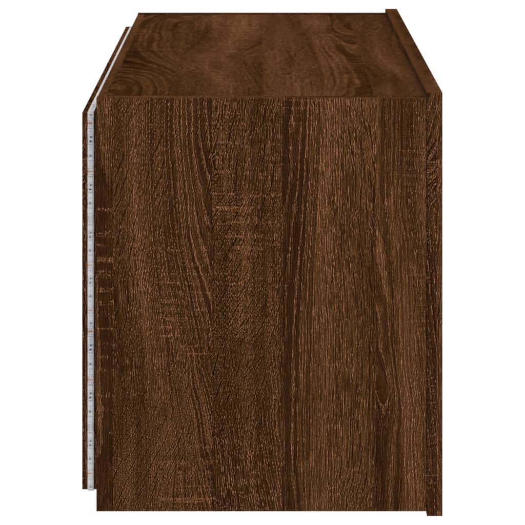 Mobile TV a Parete con Luci LED Rovere Marrone 80x35x41 cm - homemem39