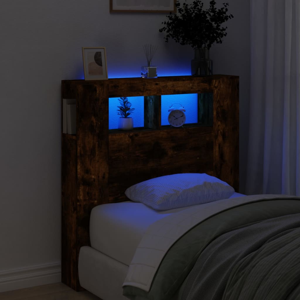 Testiera LED Rovere Fumo 100x18,5x103,5 cm Legno Multistrato - homemem39