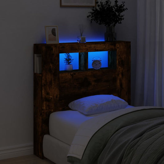 Testiera LED Rovere Fumo 100x18,5x103,5 cm Legno Multistrato - homemem39