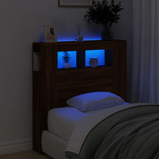 Testiera LED Rovere Marrone 100x18,5x103,5 cm Legno Multistrato - homemem39