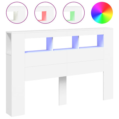 Testiera LED Bianca 160x18,5x103,5 cm Legno Multistrato - homemem39