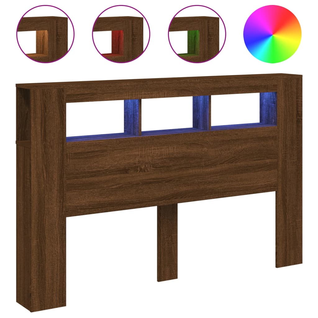 Testiera LED Rovere Marrone 160x18,5x103,5 cm Legno Multistrato - homemem39