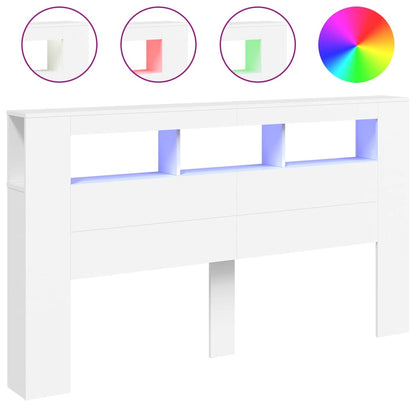 Testiera LED Bianca 180x18,5x103,5 cm Legno Multistrato - homemem39