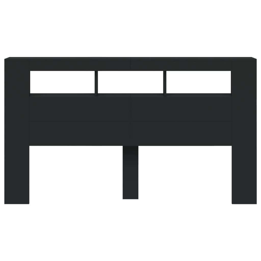 Testiera LED Nera 180x18,5x103,5 cm Legno Multistrato - homemem39